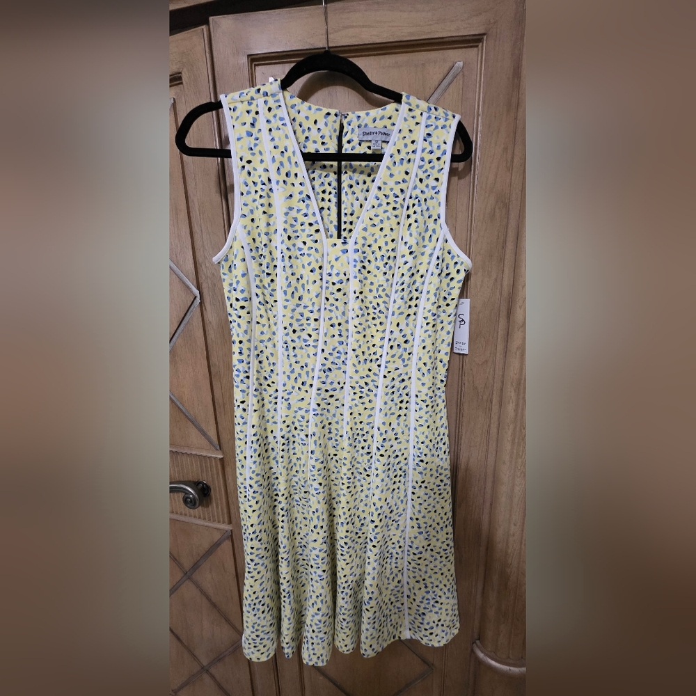 Stylish Yellow and Blue Patterned Dress. New with tags. Adorable for summer.